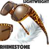 imageThe Fresh High Definition Polarized Wrap Around Shield Sunglasses for Glasses  Leather Eyeglasses CaseF5607rp05leopard Print for Large Glasses