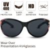 imageThe Fresh High Definition Polarized Wrap Around Shield Sunglasses for Glasses  Leather Eyeglasses CaseF560901 Black Floral Flower Print