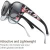 imageThe Fresh High Definition Polarized Wrap Around Shield Sunglasses for Glasses  Leather Eyeglasses CaseF560901 Black Floral Flower Print