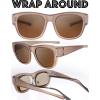 imageThe Fresh High Definition Polarized Wrap Around Shield Sunglasses for Glasses  Leather Eyeglasses CaseF602champagne