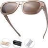 imageThe Fresh High Definition Polarized Wrap Around Shield Sunglasses for Glasses  Leather Eyeglasses CaseF602champagne