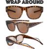imageThe Fresh High Definition Polarized Wrap Around Shield Sunglasses for Glasses  Leather Eyeglasses CaseF603tortoise
