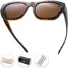 imageThe Fresh High Definition Polarized Wrap Around Shield Sunglasses for Glasses  Leather Eyeglasses CaseF603tortoise