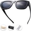 imageThe Fresh High Definition Polarized Wrap Around Shield Sunglasses for Glasses  Leather Eyeglasses CaseF605black