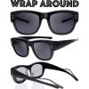 imageThe Fresh High Definition Polarized Wrap Around Shield Sunglasses for Glasses  Leather Eyeglasses CaseF605black
