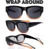 imageThe Fresh High Definition Polarized Wrap Around Shield Sunglasses for Glasses  Leather Eyeglasses CaseF606crystal BlackBrown