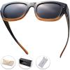 imageThe Fresh High Definition Polarized Wrap Around Shield Sunglasses for Glasses  Leather Eyeglasses CaseF606crystal BlackBrown