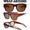 imageThe Fresh High Definition Polarized Wrap Around Shield Sunglasses for Glasses  Leather Eyeglasses CaseF607crystal Brown