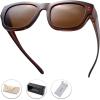 imageThe Fresh High Definition Polarized Wrap Around Shield Sunglasses for Glasses  Leather Eyeglasses CaseF607crystal Brown