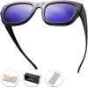 imageThe Fresh High Definition Polarized Wrap Around Shield Sunglasses for Glasses  Leather Eyeglasses CaseF608black for Large Glasses