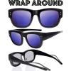 imageThe Fresh High Definition Polarized Wrap Around Shield Sunglasses for Glasses  Leather Eyeglasses CaseF608black for Large Glasses