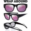 imageThe Fresh High Definition Polarized Wrap Around Shield Sunglasses for Glasses  Leather Eyeglasses CaseF609black for Large Glasses