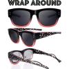 imageThe Fresh High Definition Polarized Wrap Around Shield Sunglasses for Glasses  Leather Eyeglasses CaseF612crystal Black Light Burgundy for Large Glasses