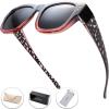 imageThe Fresh High Definition Polarized Wrap Around Shield Sunglasses for Glasses  Leather Eyeglasses CaseF612crystal Black Light Burgundy for Large Glasses