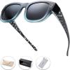 imageThe Fresh High Definition Polarized Wrap Around Shield Sunglasses for Glasses  Leather Eyeglasses CaseF613crystal BlackBlue for Large Glasses