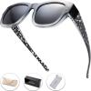 imageThe Fresh High Definition Polarized Wrap Around Shield Sunglasses for Glasses  Leather Eyeglasses CaseF614crystal Black Paint for Large Glasses