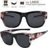 imageThe Fresh High Definition Polarized Wrap Around Shield Sunglasses for Glasses  Leather Eyeglasses CaseF615 Black Floral Flower Print