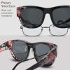 imageThe Fresh High Definition Polarized Wrap Around Shield Sunglasses for Glasses  Leather Eyeglasses CaseF615 Black Floral Flower Print