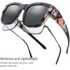 imageThe Fresh High Definition Polarized Wrap Around Shield Sunglasses for Glasses  Leather Eyeglasses CaseF615 Black Floral Flower Print