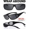 imageThe Fresh High Definition Polarized Wrap Around Shield Sunglasses for Glasses  Leather Eyeglasses CaseF701black
