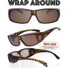 imageThe Fresh High Definition Polarized Wrap Around Shield Sunglasses for Glasses  Leather Eyeglasses CaseF702tortoise
