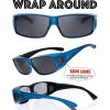 imageThe Fresh High Definition Polarized Wrap Around Shield Sunglasses for Glasses  Leather Eyeglasses CaseF703crystal Blue