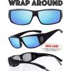 imageThe Fresh High Definition Polarized Wrap Around Shield Sunglasses for Glasses  Leather Eyeglasses CaseF705matte Black