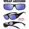 imageThe Fresh High Definition Polarized Wrap Around Shield Sunglasses for Glasses  Leather Eyeglasses CaseF706matte Black