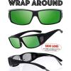 imageThe Fresh High Definition Polarized Wrap Around Shield Sunglasses for Glasses  Leather Eyeglasses CaseF707matte Black