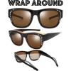 imageThe Fresh High Definition Polarized Wrap Around Shield Sunglasses for Glasses  Leather Eyeglasses CaseR5607rp01crystal Orange Black Paint for Large Glasses