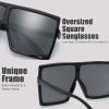 imageThe Fresh Large Oversized Fashion Square Flat Top Sunglasses  Exquisite Packaging1black