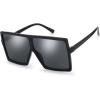 imageThe Fresh Large Oversized Fashion Square Flat Top Sunglasses  Exquisite Packaging1black