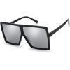 imageThe Fresh Large Oversized Fashion Square Flat Top Sunglasses  Exquisite Packaging2black