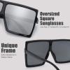 imageThe Fresh Large Oversized Fashion Square Flat Top Sunglasses  Exquisite Packaging2black