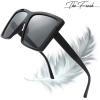 imageThe Fresh Large Oversized Fashion Square Flat Top Sunglasses  Exquisite Packaging732601 Black