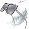 imageThe Fresh Large Oversized Fashion Square Flat Top Sunglasses  Exquisite Packaging732603 Crystal Grey