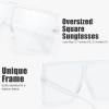 imageThe Fresh Large Oversized Fashion Square Flat Top Sunglasses with Gift Box 4Shiny Crystal ClearAR Coating