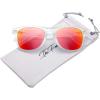 imageThe Fresh Matte Frosted Frame Reflective Colored Mirror Lens Spring Temple Horn Rimmed Sunglasses Gift Box13frost