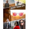 imageThe Fresh Matte Frosted Frame Reflective Colored Mirror Lens Spring Temple Horn Rimmed Sunglasses Gift Box13frost