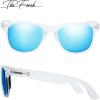imageThe Fresh Matte Frosted Frame Reflective Colored Mirror Lens Spring Temple Horn Rimmed Sunglasses Gift Box1frost