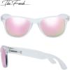 imageThe Fresh Matte Frosted Frame Reflective Colored Mirror Lens Spring Temple Horn Rimmed Sunglasses Gift Box2frost