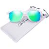 imageThe Fresh Matte Frosted Frame Reflective Colored Mirror Lens Spring Temple Horn Rimmed Sunglasses Gift Box3frost