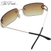imageThe Fresh Minimalist Rimless Frameless Rectangle Sunglasses Y2K Rhinestones Shades7417r01gold  Brown Gradient
