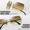 imageThe Fresh Minimalist Rimless Frameless Rectangle Sunglasses Y2K Rhinestones Shades7417r01gold  Brown Gradient
