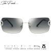 imageThe Fresh Minimalist Rimless Frameless Rectangle Sunglasses Y2K Rhinestones Shades7417r02silver  GreyBrown
