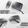 imageThe Fresh Minimalist Rimless Frameless Rectangle Sunglasses Y2K Rhinestones Shades7417r02silver  GreyBrown