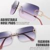 imageThe Fresh Minimalist Rimless Frameless Rectangle Sunglasses Y2K Rhinestones Shades7417r03gold  GreyPink