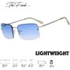 imageThe Fresh Minimalist Small Rectangular Sunglasses Clear Eyewear  Exquisite Packaging304silver  Gradient Blue
