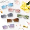 imageThe Fresh Minimalist Small Rectangular Sunglasses Clear Eyewear  Exquisite Packaging401501gold  Gradient Brown