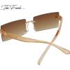 imageThe Fresh Minimalist Small Rectangular Sunglasses Clear Eyewear  Exquisite Packaging401501gold  Gradient Brown
